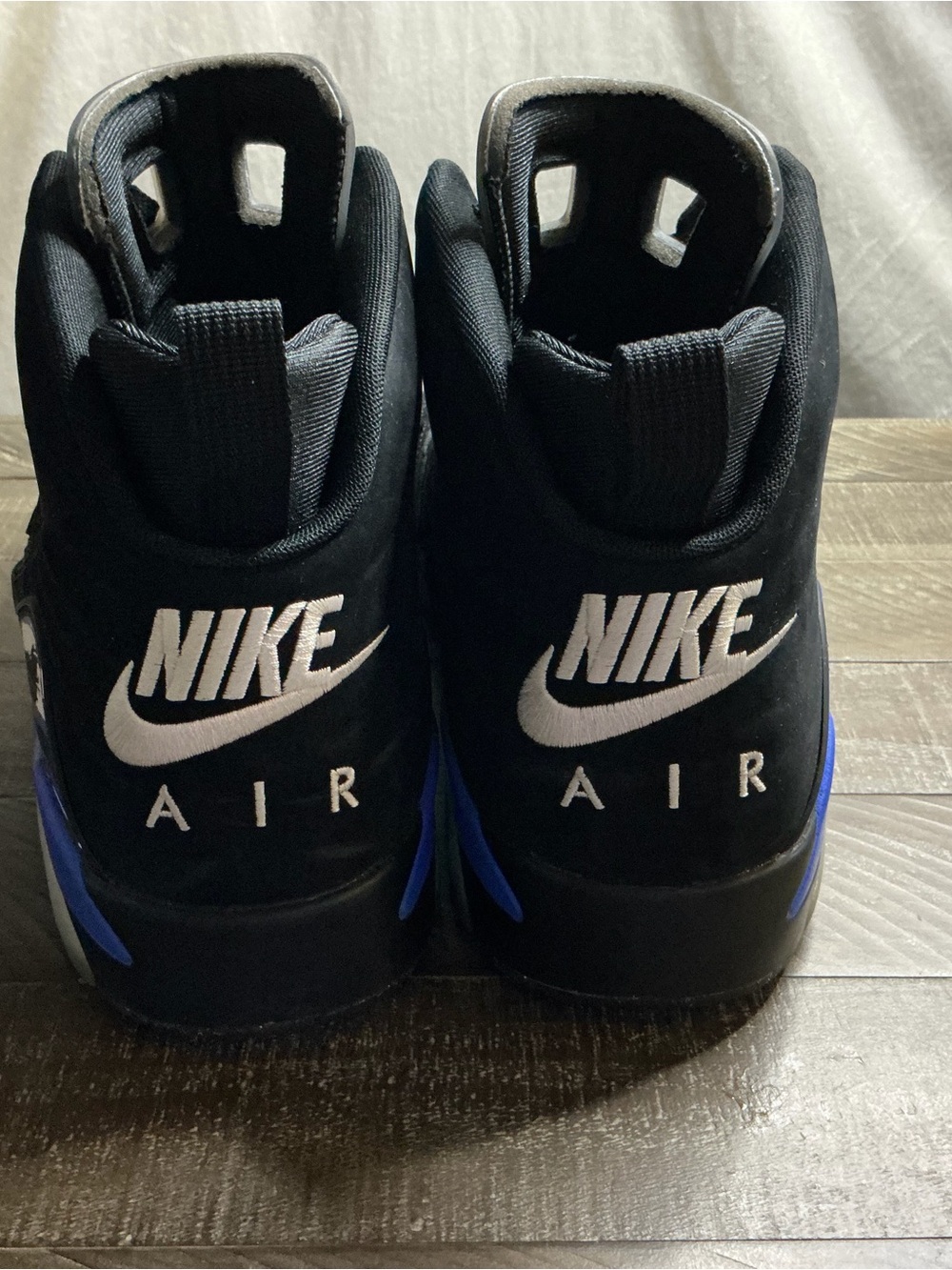 Jordan Black and Royal Blue High-Top Basketball Sneakers - Picture 5 of 9